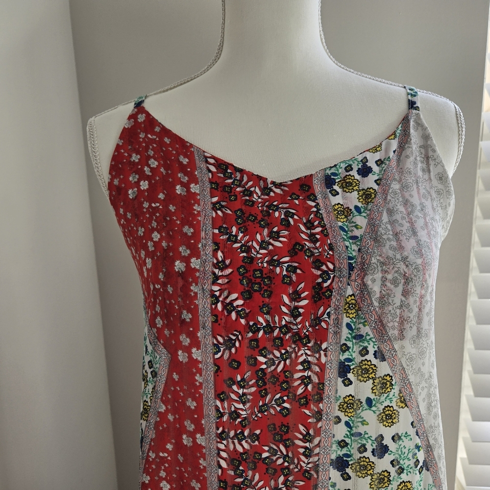 Madame Size L Floral Patchwork Aysemetrical Ruffle Hem Maxi Dress - Picture 3 of 16